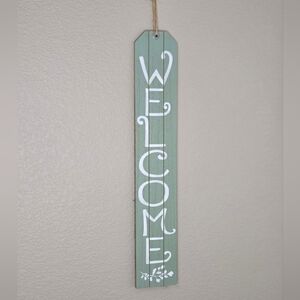 Rustic Green Wooden Welcome Porch Sign Fall Spring Easter Décor